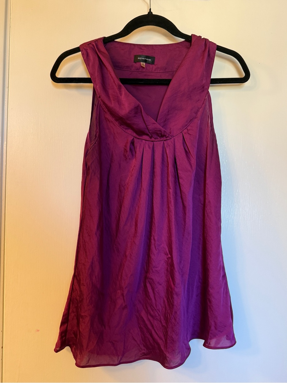 Spense Magenta Sleeveless Cowl Neck Blouse